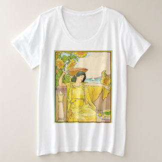 Camiseta Plus Size Art Nouveau Mulher com Girassóis