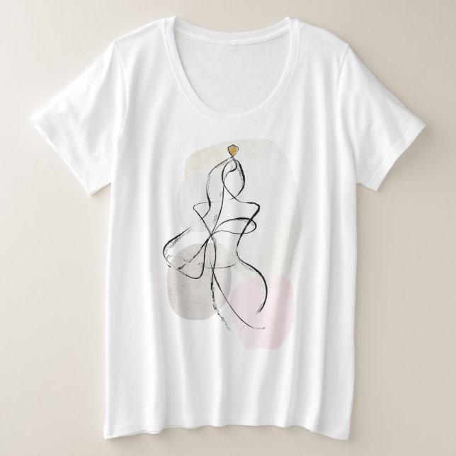 Camiseta Plus Size Arte abstrato, Um Desenho De Linha (Frente do Design)