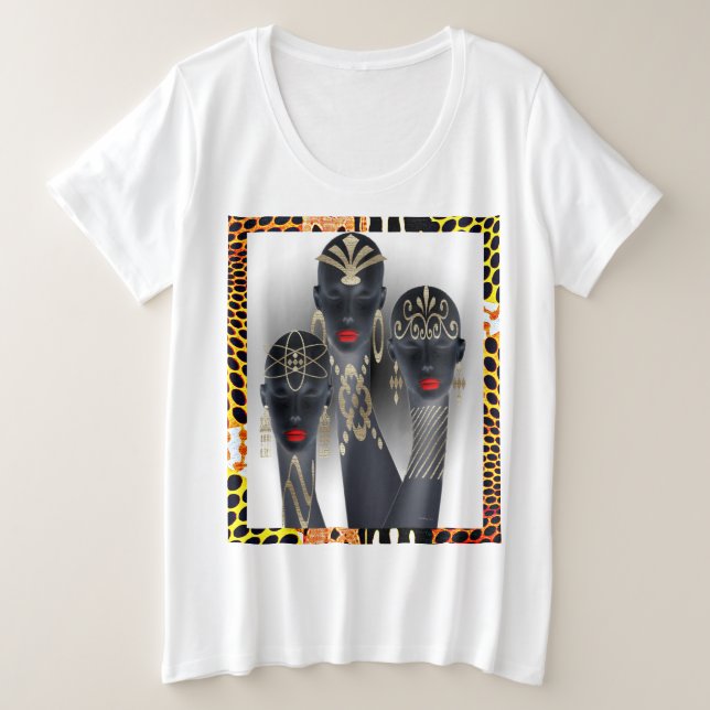 Camiseta Plus Size Arte Africana Tamanho Plus (Frente do Design)