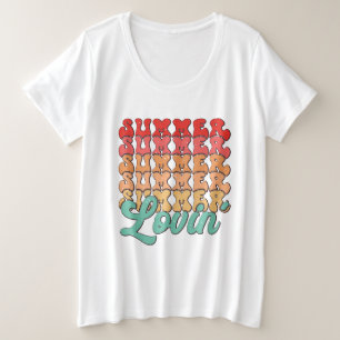 Camiseta Plus Size Arte com palavras Cute Summer Lovin