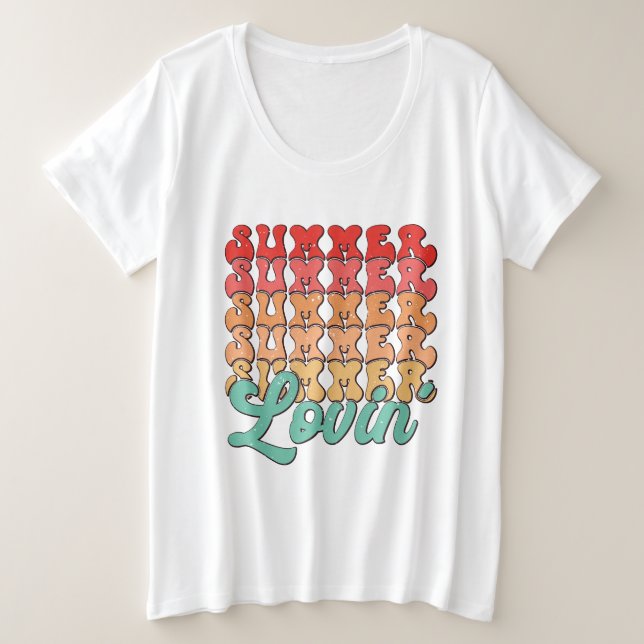 Camiseta Plus Size Arte com palavras Cute Summer Lovin (Frente do Design)
