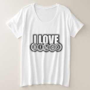 Camiseta Plus Size Arte com palavras de Bingo de amor Fofo