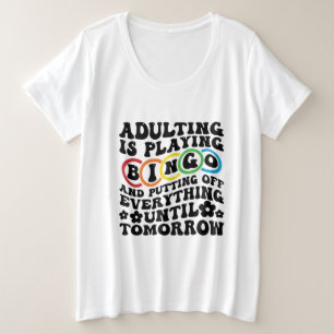 Camiseta Plus Size Arte com palavras de Bingo engraçado