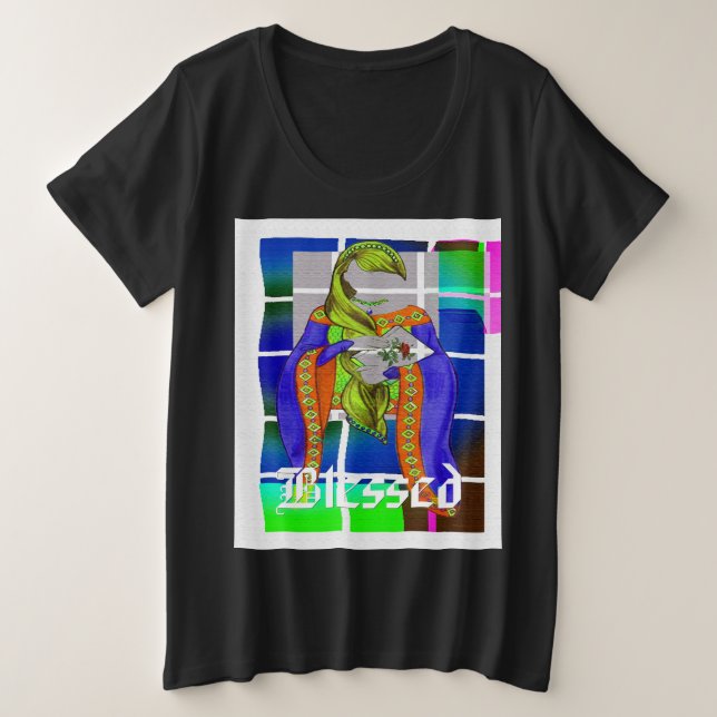 Camiseta Plus Size Arte do Hijab Bendito (Frente do Design)