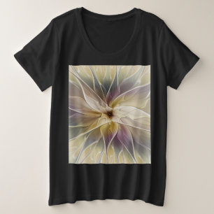 Camiseta Plus Size Arte Dourado do Fractal do abstrato da beringela