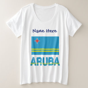 Camiseta Plus Size Aruba e Bandeira de Aruba Personalizados