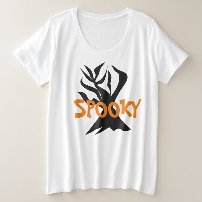 Camiseta Plus Size Árvore Mínima de Spooky do Halloween (Frente do Design)
