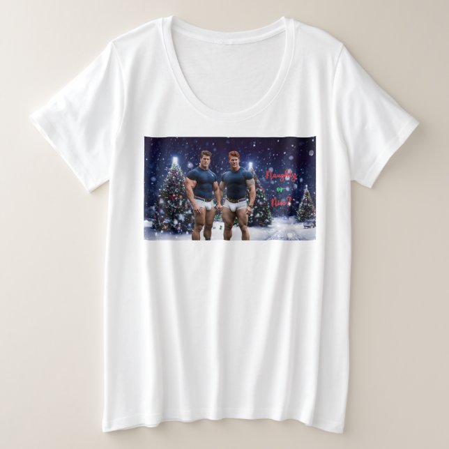 Camiseta Plus Size Árvores de Natal brilhantes do SlipperyJoe dois mu (Frente do Design)