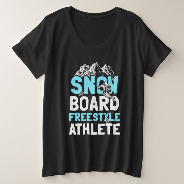 Camiseta Plus Size Atleta Snowboard Freestyle (Frente do Design)