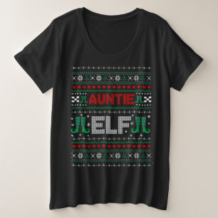 Camiseta Plus Size Aunty Elf Ugly Christmas Sweater