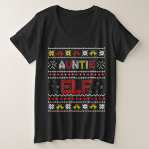 Camiseta Plus Size Aunty Elf Ugly Christmas Sweater