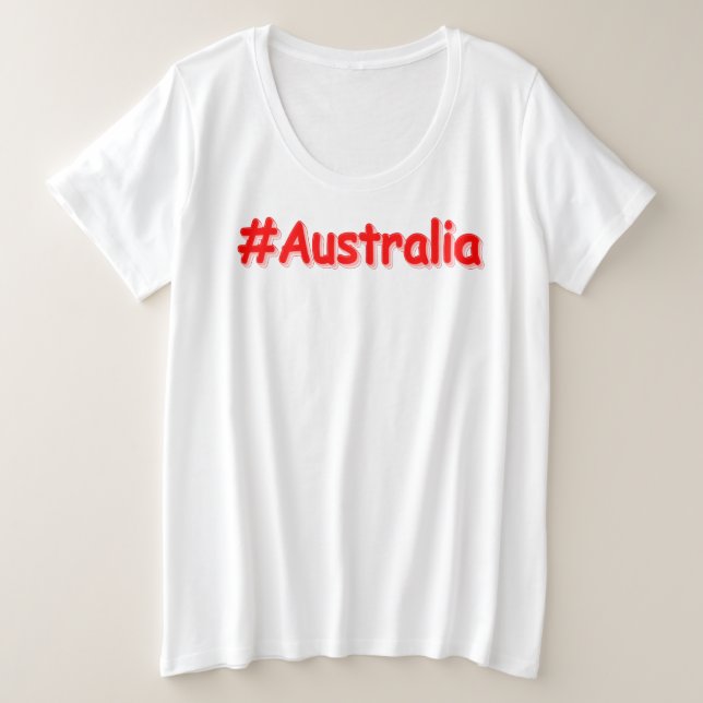 Camiseta Plus Size "#Austrália" Design. Comprar Agora (Frente do Design)