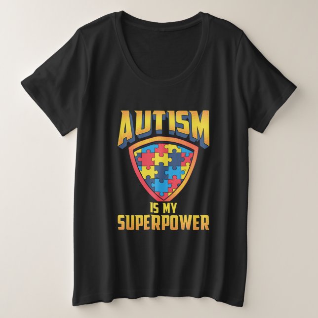 Camiseta Plus Size Autismo É O Meu Super-Quebra-cabeça (Frente do Design)
