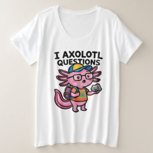 Camiseta Plus Size Axolote Nerd Sarcástico Eu Faço Perguntas de Axolo