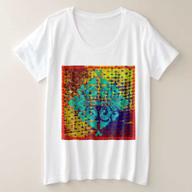 Camiseta Plus Size Azulejo marroquino (Frente do Design)