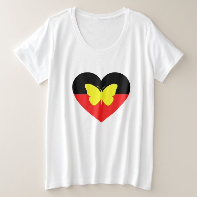 Camiseta Plus Size Bandeira da Borboleta Aborígene (Frente do Design)
