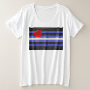 Camiseta Plus Size Bandeira do orgulho de couro de SlipperyJoe azul r