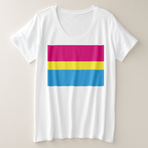Camiseta Plus Size bandeira do orgulho pansexual SlipperyJoe rosa âmb