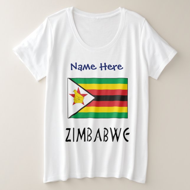 Camiseta Plus Size Bandeira do Zimbábue Personalizada (Frente do Design)