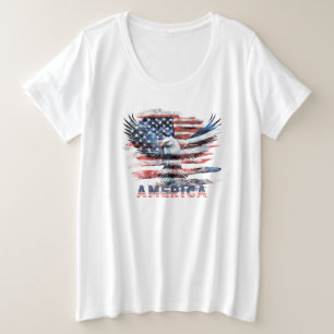Camiseta Plus Size Bandeira dos Estados Unidos. América