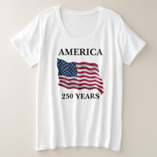 Camiseta Plus Size Bandeira Feminina América 250 Anos