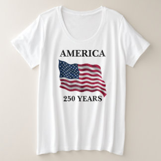 Camiseta Plus Size Bandeira Feminina América 250 Anos