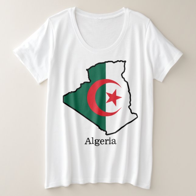 Camiseta Plus Size Bandeiras e países Argélia (Frente do Design)