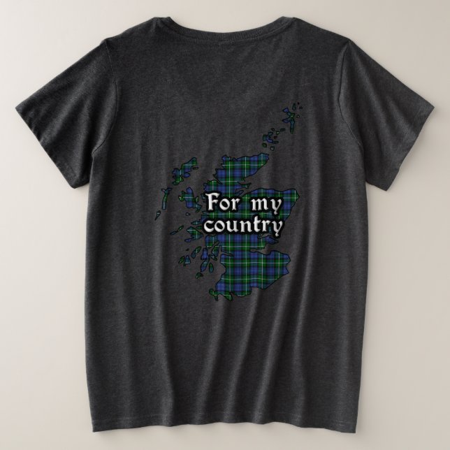 Camiseta Plus Size Bannerman Clan Crachá e Tartan Women (Verso do Design)