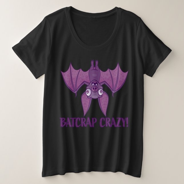 Camiseta Plus Size Bat de Cartoon Louco de Batsucata (Frente do Design)