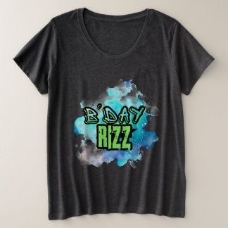 Camiseta Plus Size B'Day (Aniversário) Rizz Verde E Azul Monocromátic