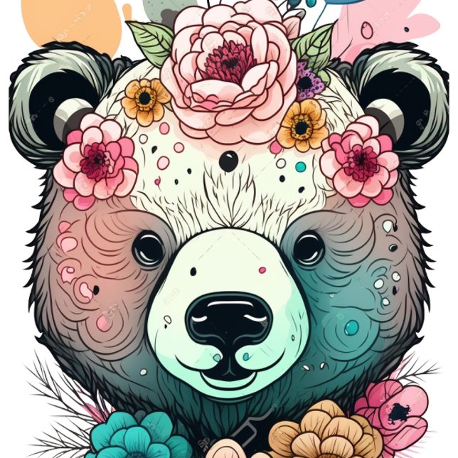 Camiseta Plus Size Bear Flower (Criador carregado)