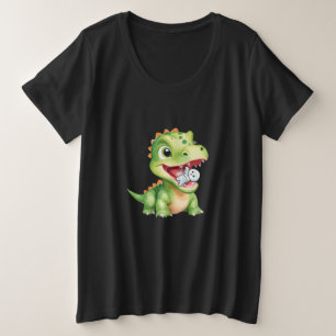 Camiseta Plus Size Bebê bonito Dinossauro come múmia esquelética Dia
