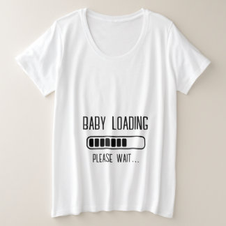 Camiseta Plus Size Bebê Carregando Por Favor Aguarde Maternidade