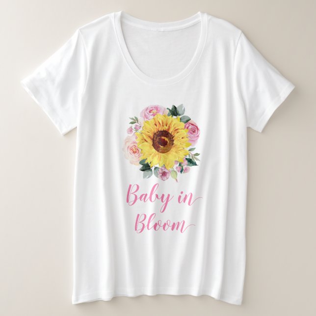 Camiseta Plus Size Bebê em Flor Rosa de Sangue (Frente do Design)