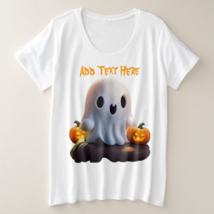 Camiseta Plus Size Bebê Fantasma Caráter de Dia das Bruxas