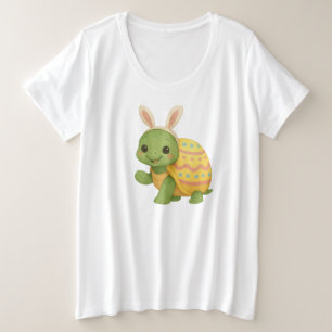 Camiseta Plus Size Bebê fofa tartaruga de Páscoa/Primavera