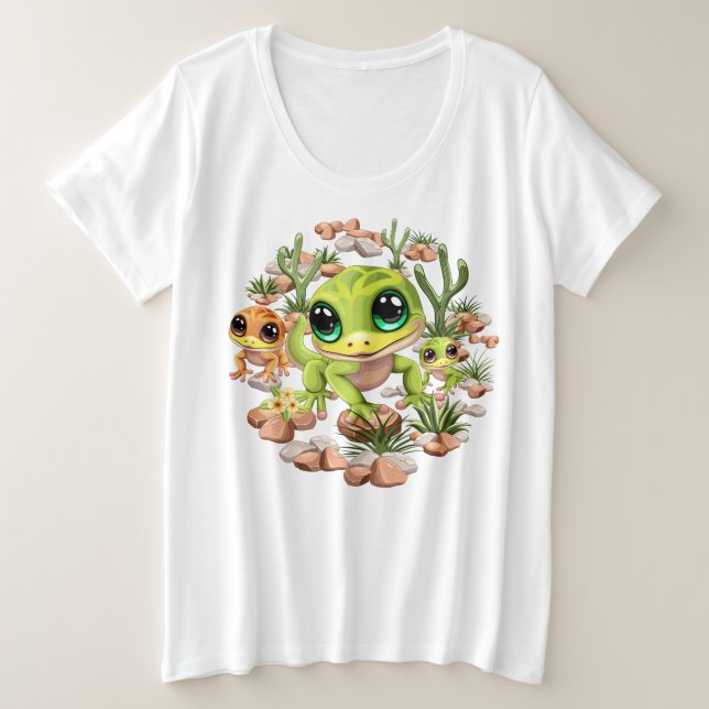Camiseta Plus Size Bebê Geckos Personagens de desenho animados (Frente do Design)