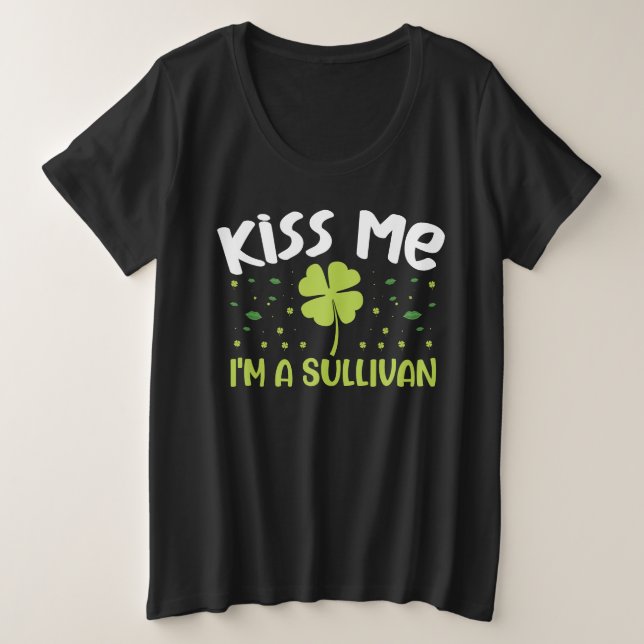 Camiseta Plus Size Beije-me Sou Sullivan - Sobrenome Sullivan (Frente do Design)