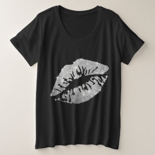 Camiseta Plus Size Beijo Brilhante Feminino