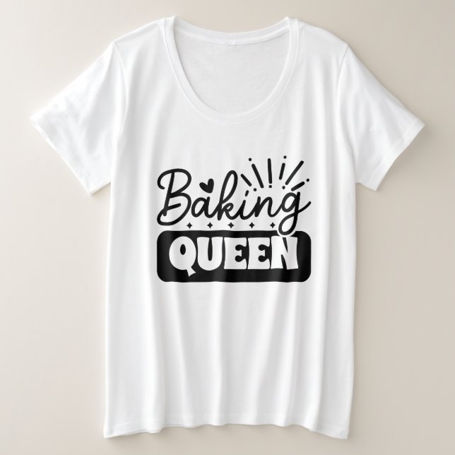 Camiseta Plus Size Bela arte de palavra rainha (Frente do Design)