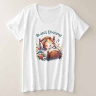 Camiseta Plus Size Bela dormindo Kitten Docinho Sonhos Doce Decor de