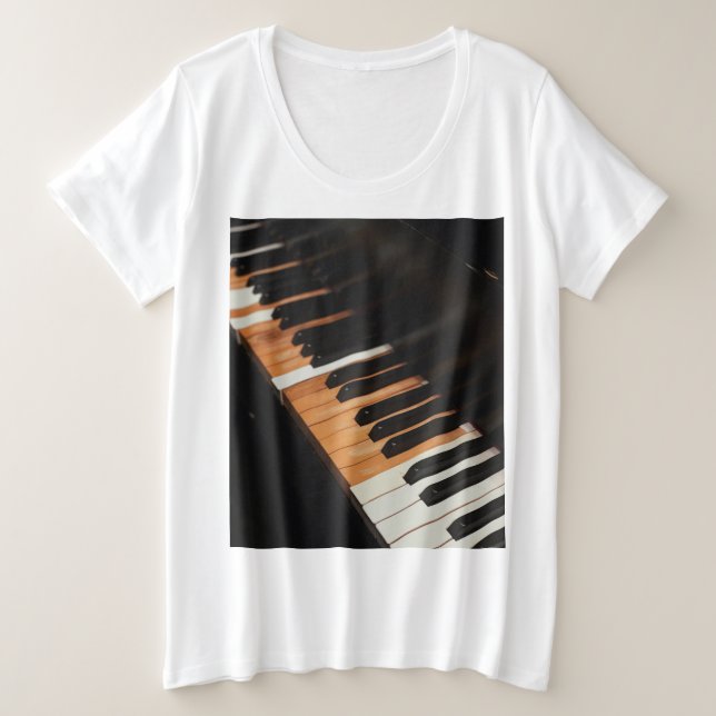 Camiseta Plus Size Belo Trabalho de arte de Piano (Frente do Design)