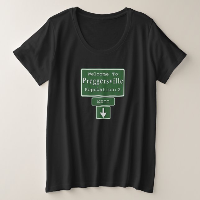 Camiseta Plus Size Bem-vindo à Maternidade de Preggersville (Gêmeos) (Frente do Design)