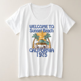Camiseta Plus Size Bem-vindo à Praia Sunset - Vintage Vibes