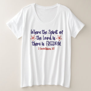 Camiseta Plus Size Bíblia Cristã Patriótica Verdadeira Liberdade