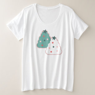 Camiseta Plus Size Biscoitos de Árvore de Natal Purpurina Pontos
