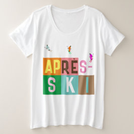 Camiseta Plus Size Bloco de Cores do Retro Skiers de Après-ski