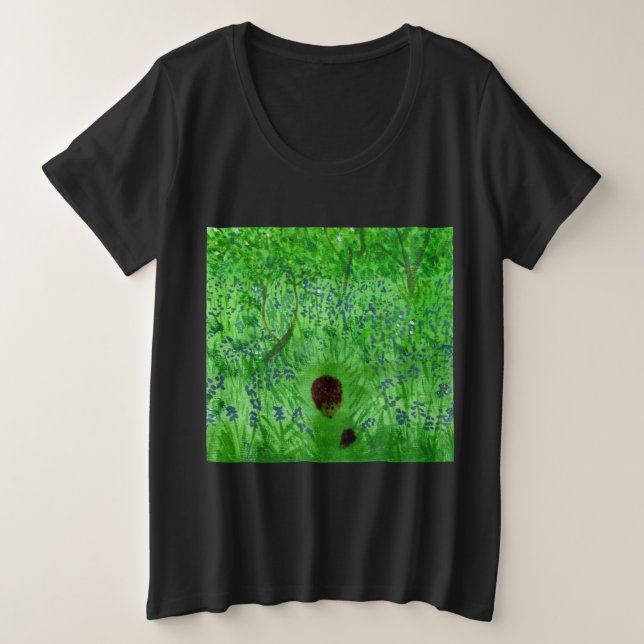Camiseta Plus Size Bluebell Wood Hedgehogs (Frente do Design)