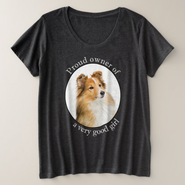Camiseta Plus Size Boa Garota Sheltie (Frente do Design)