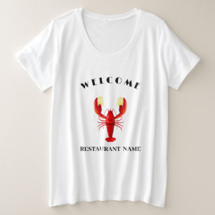 Camiseta Plus Size Boas-vindas Nome do logotipo do limão de lagosta m